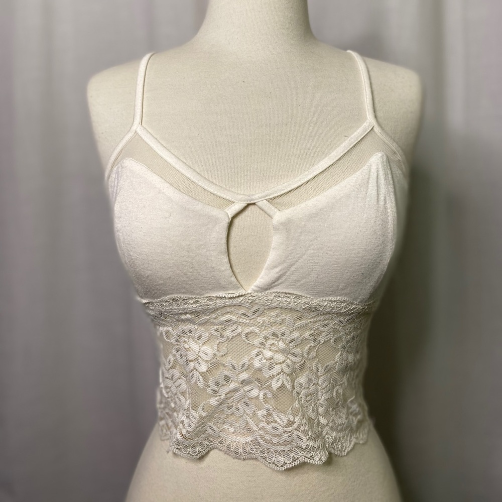 White Lace Cropped Tank Top